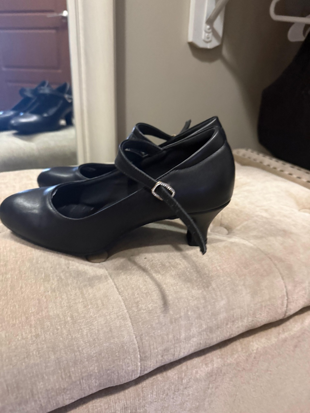 Classic Black Mary Jane Heels With Ankle Strap